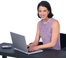 Picture of a woman using a laptop computer